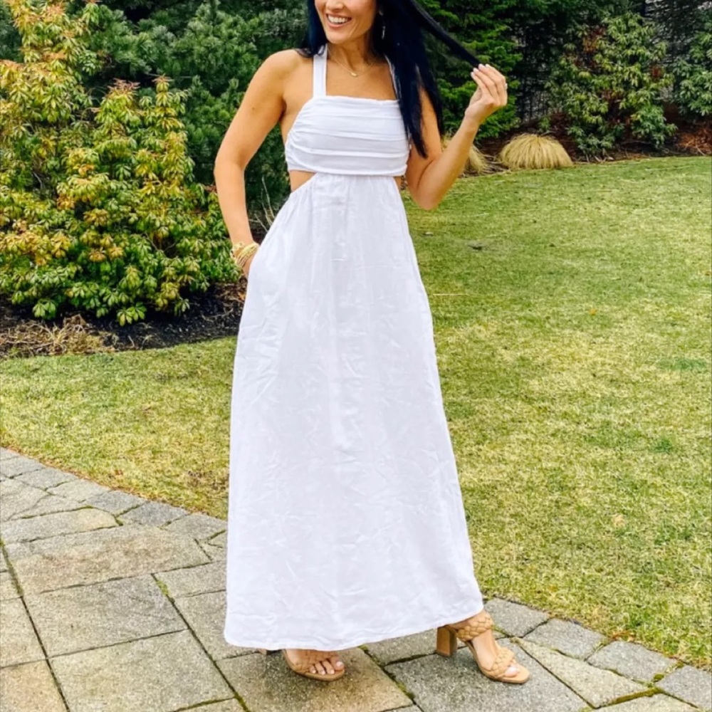 Sleeveless Ruched Side Cut Out Dress